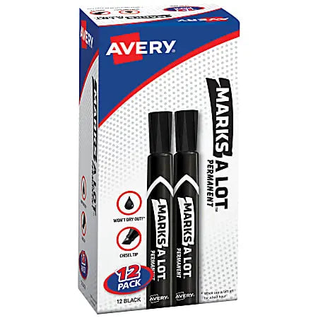 Marks A Lot Permanent Marker - Chisel Tip - Each Avery